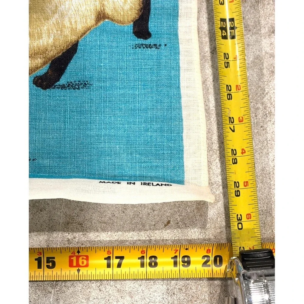 Vintage Ulster Household Pets Pure Linen Tea Towel Cats Dog Birds Goldfish 29x20